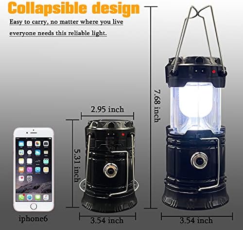 Collapsible Portable LED Camping Lantern XTAUTO Lightweight Waterproof Solar USB Rechargeable LED Flashlight Survival Kits for Indoor Outdoor Home Emergency Light Power Outages Hiking Hurricane 4-Pack - Image 6