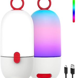 LED Camping Lantern Rechargeable, DeckTok RGB Camping Lights, Changing Color, 1200LM, 4 Days Runtime, 4 Light Modes, Waterproof Portable Lanterns for Power Outages, Hiking, Emergency, Home-1 Pack